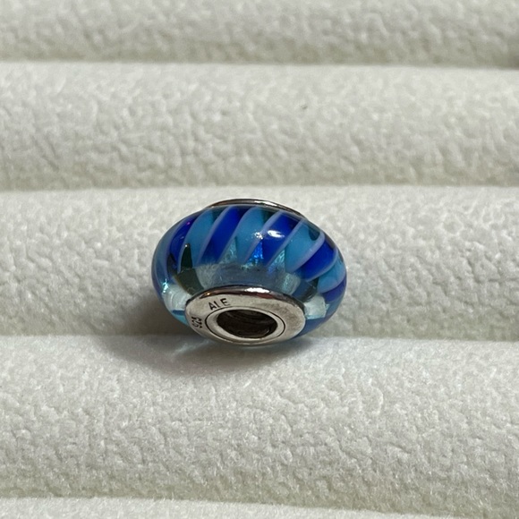 Pandora Blue Swirl Murano Glass Charm - Picture 5 of 6